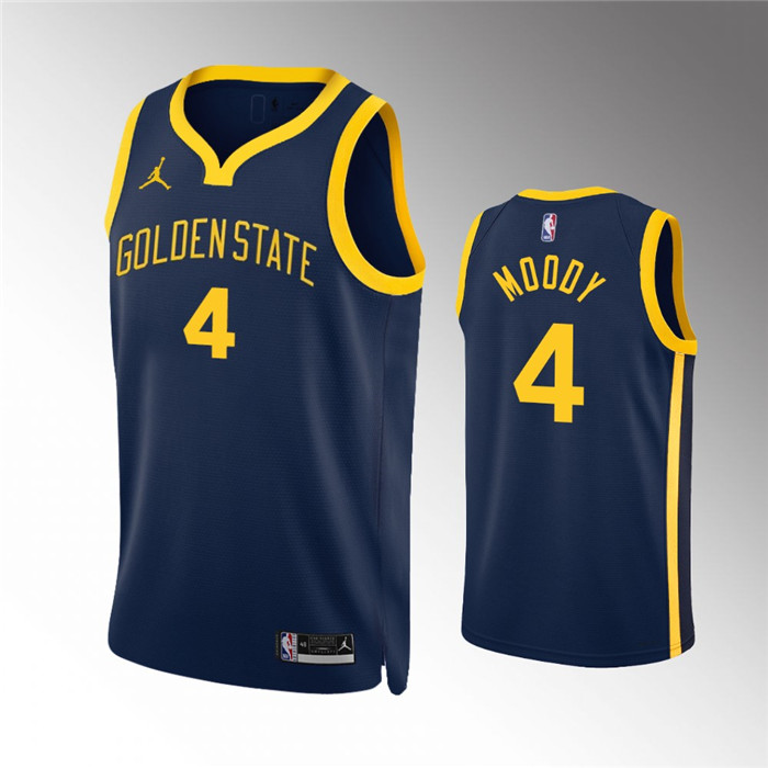 Men's Golden State Warriors #4 Moses Moody Navy Statement Edition Stitched Jersey